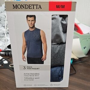 Mondetta Size M 3 Pack of Active Sleeveless Crew Neck Shirts